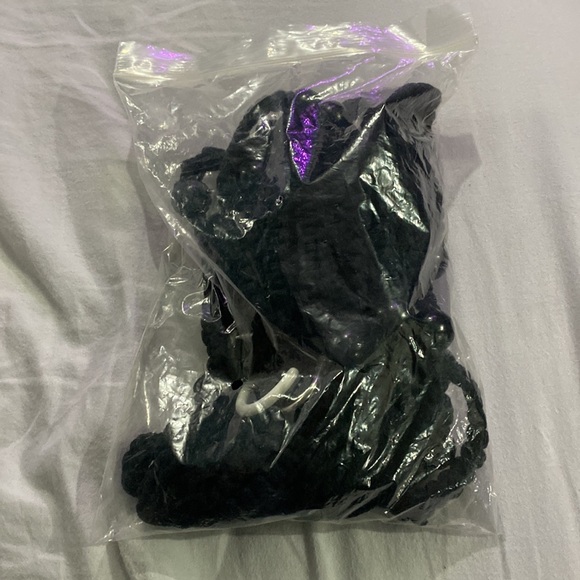 NEW Black Woven Rope Beaded Plant Pot Hangers (Set of 2) - Picture 7 of 7